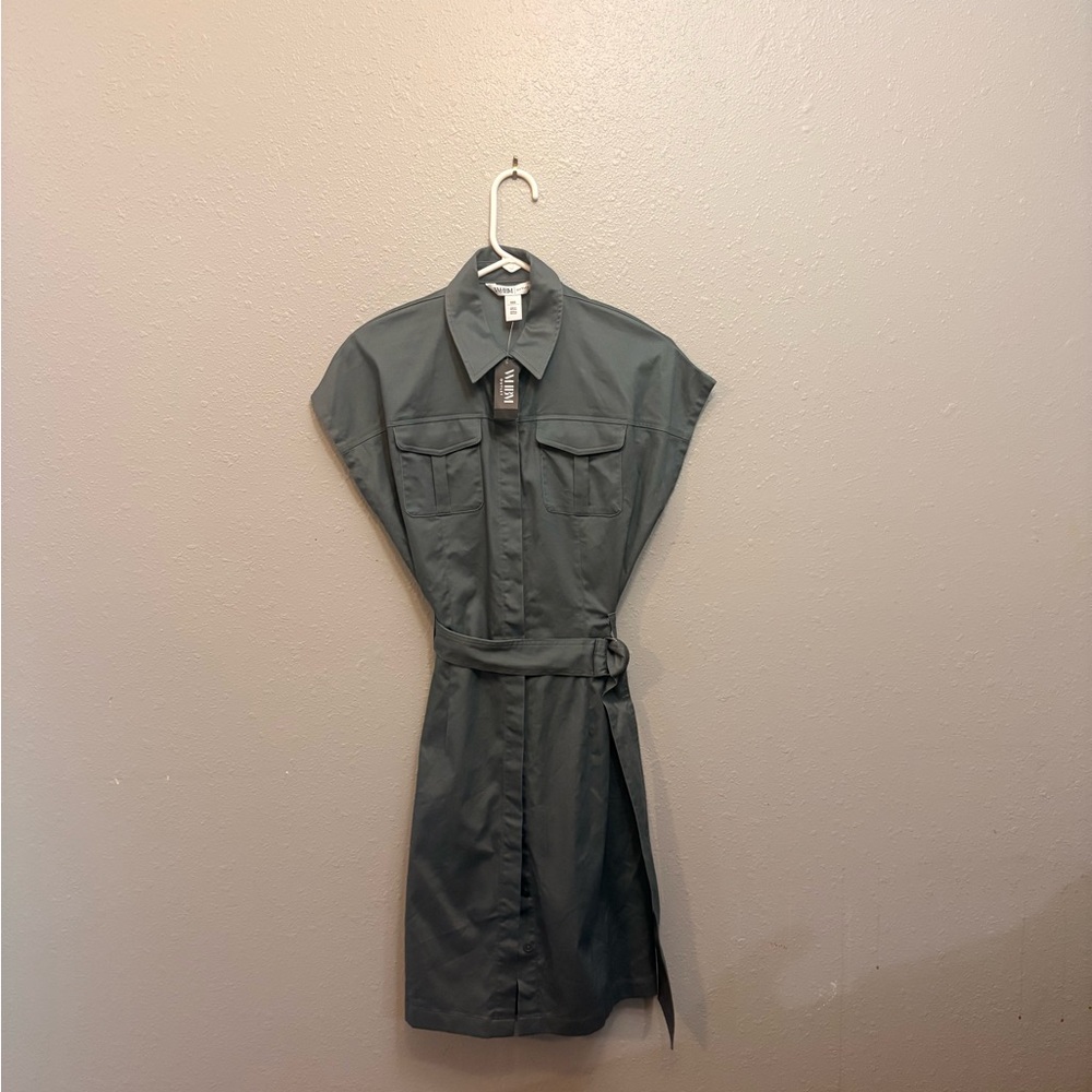 White House Black Market Charcoal Utility Shirt Dress
